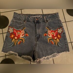 Roebuck & Co. Embroidered Blue Jean Shorts